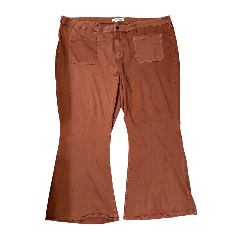 Pilcro Anthropologie Flare Jeans Women 24W Rust Good Patch Pocket High Rise